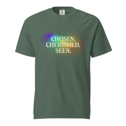 Elegida. Apreciada. Vista | Camiseta unisex de tejido grueso | 100 % algodón