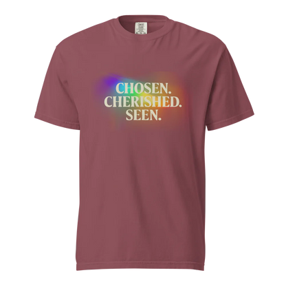 Elegida. Apreciada. Vista | Camiseta unisex de tejido grueso | 100 % algodón