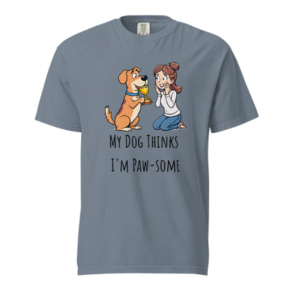 Mi perro piensa que soy genial | Camiseta unisex de tejido grueso | 100 % algodón