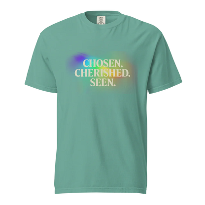 Elegida. Apreciada. Vista | Camiseta unisex de tejido grueso | 100 % algodón