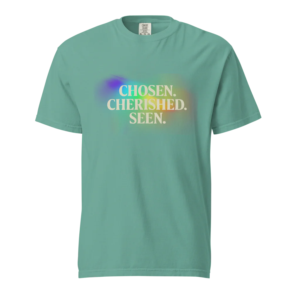 Elegida. Apreciada. Vista | Camiseta unisex de tejido grueso | 100 % algodón