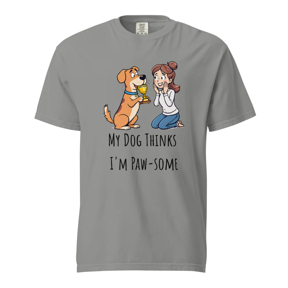Mi perro piensa que soy genial | Camiseta unisex de tejido grueso | 100 % algodón