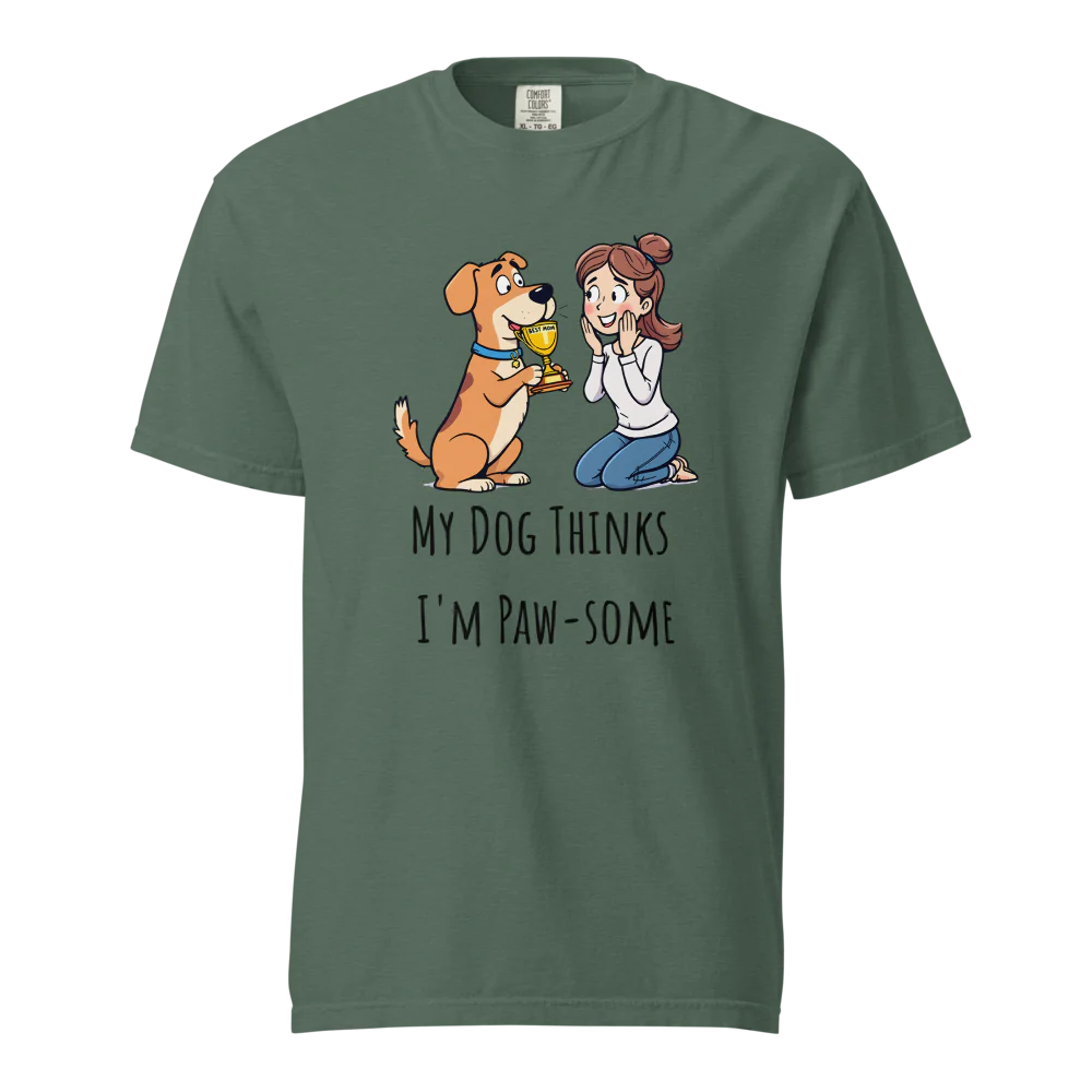 Mi perro piensa que soy genial | Camiseta unisex de tejido grueso | 100 % algodón