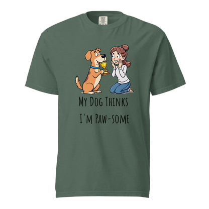 Mi perro piensa que soy genial | Camiseta unisex de tejido grueso | 100 % algodón