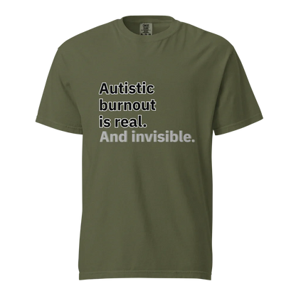 El síndrome de burnout autista es real | Camiseta unisex de tejido grueso | 100 % algodón