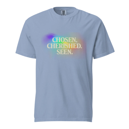 Elegida. Apreciada. Vista | Camiseta unisex de tejido grueso | 100 % algodón