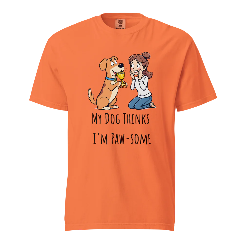 Mi perro piensa que soy genial | Camiseta unisex de tejido grueso | 100 % algodón