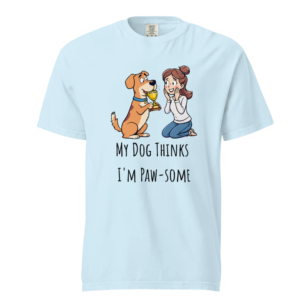 Mi perro piensa que soy genial | Camiseta unisex de tejido grueso | 100 % algodón