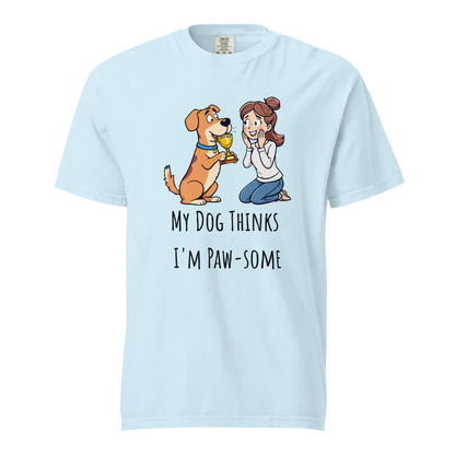 Mi perro piensa que soy genial | Camiseta unisex de tejido grueso | 100 % algodón