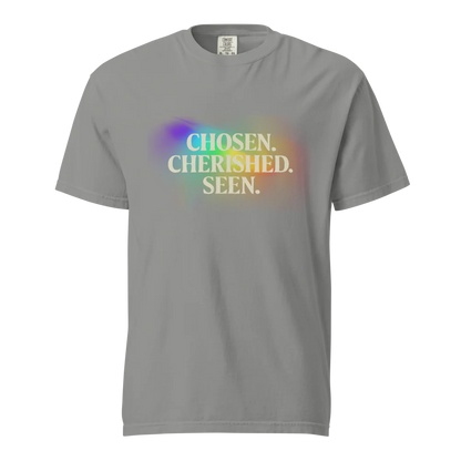Elegida. Apreciada. Vista | Camiseta unisex de tejido grueso | 100 % algodón