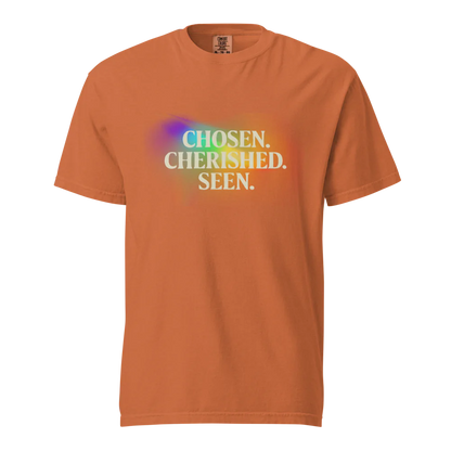 Elegida. Apreciada. Vista | Camiseta unisex de tejido grueso | 100 % algodón