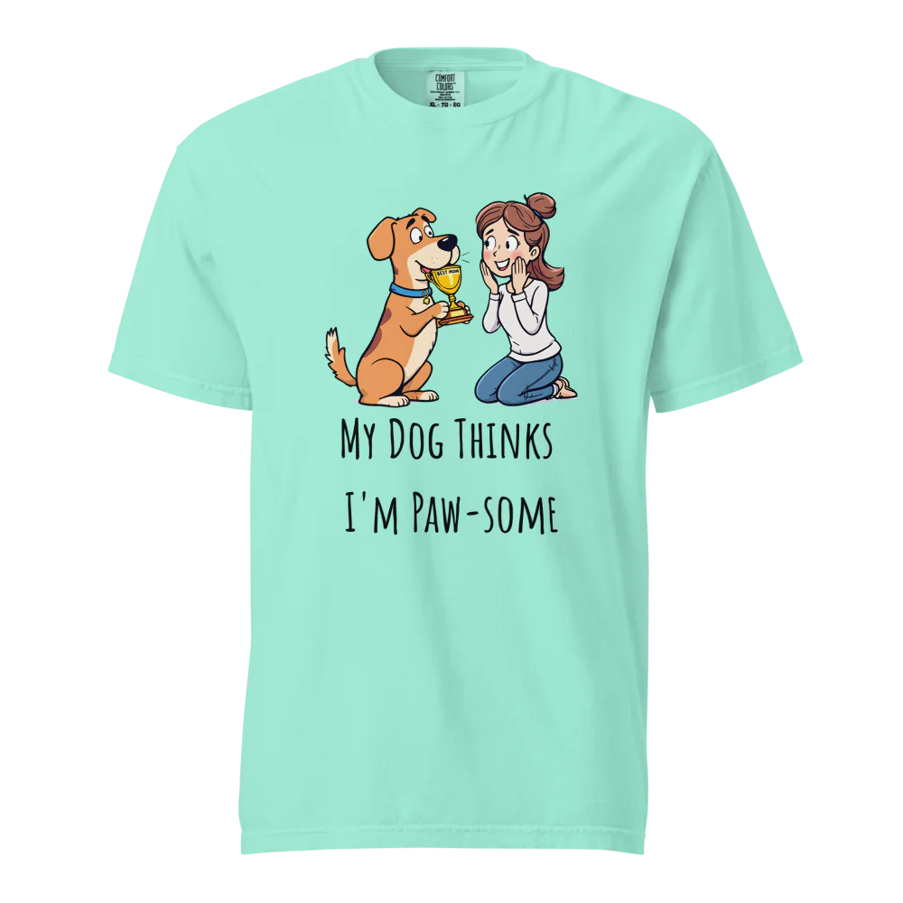 Mi perro piensa que soy genial | Camiseta unisex de tejido grueso | 100 % algodón