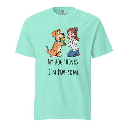 Mi perro piensa que soy genial | Camiseta unisex de tejido grueso | 100 % algodón