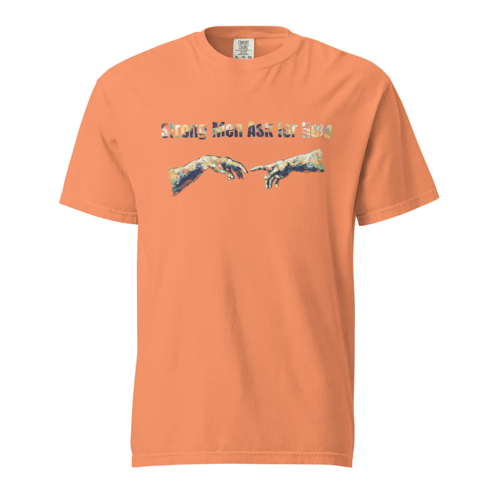 Hombres fuertes piden ayuda | Camiseta unisex de tejido grueso | 100 % algodón
